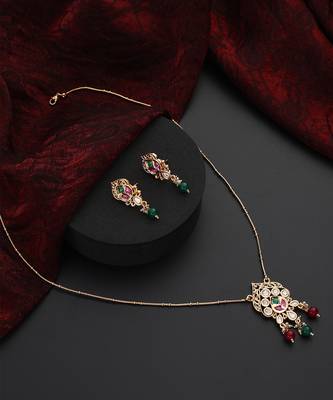 Multicolour polki pendant necklace set 5