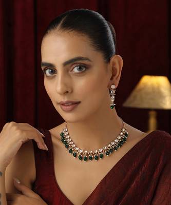 Green polki necklace set 1