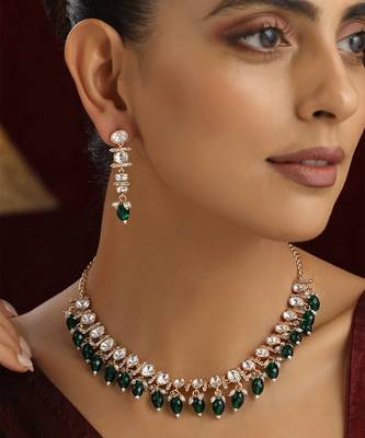 Green polki necklace set 3