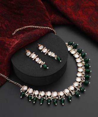 Green polki necklace set 4