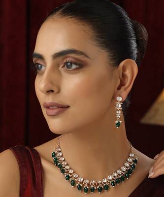 Green polki necklace set 5