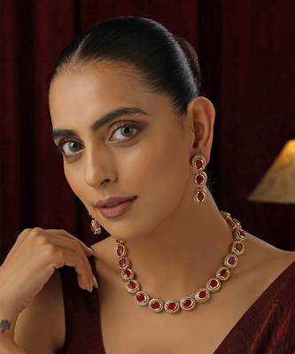 Red kundan necklace set 2