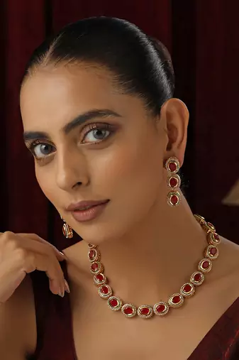 Red kundan necklace set
