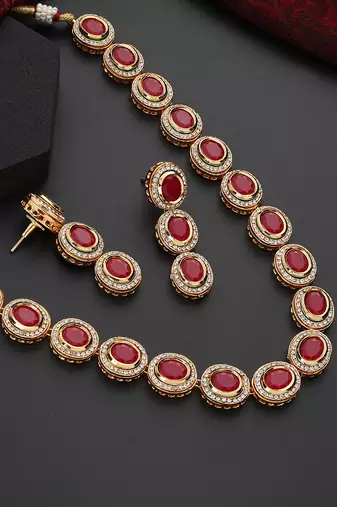 Red kundan necklace set