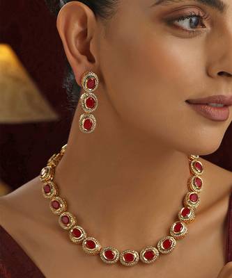 Red kundan necklace set 4