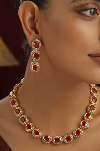 Red kundan necklace set