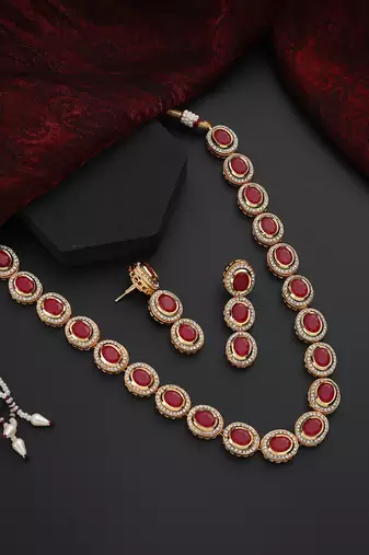Red kundan necklace set