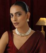 White kundan choker set