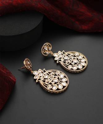 Gold polki dangler earrings 2