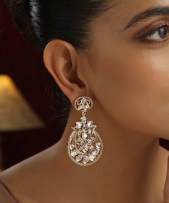 Gold polki dangler earrings 3
