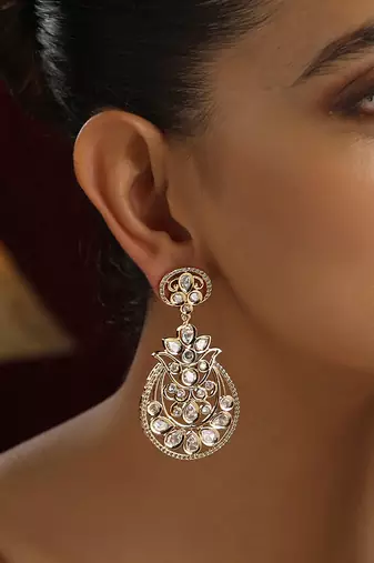 Gold polki dangler earrings