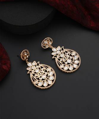 Gold polki dangler earrings 4