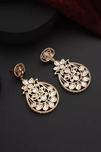 Gold polki dangler earrings