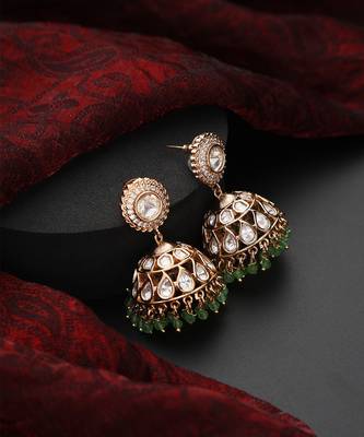 Green polki jhumka earrings 4