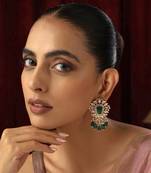 Green polki dangler earrings