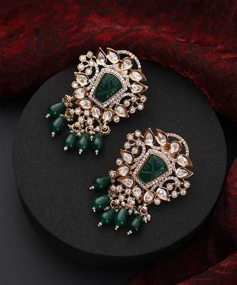 Green polki dangler earrings 2