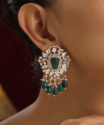 Green polki dangler earrings 3