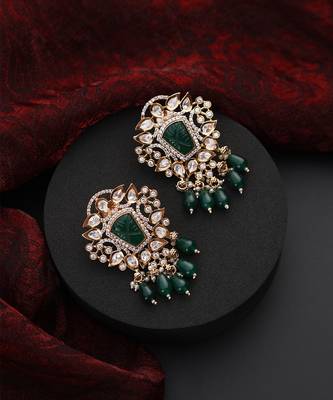 Green polki dangler earrings 4