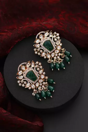 Green polki dangler earrings
