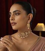 Gold polki choker necklace set