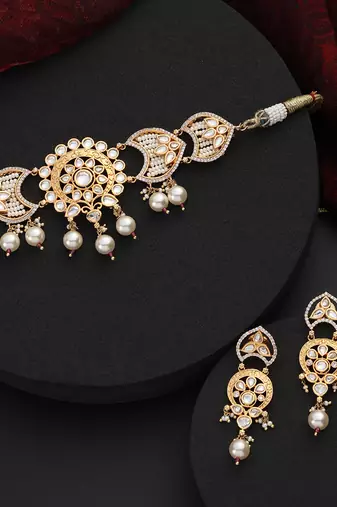 Gold polki choker necklace set