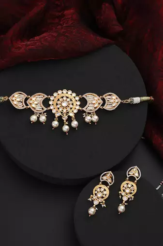 Gold polki choker necklace set