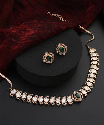 Green polki choker necklace set 2