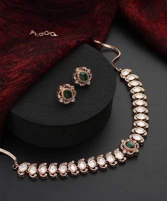 Green polki choker necklace set 4