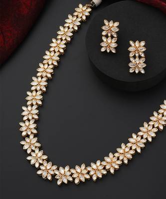 Gold polki long necklace set 3