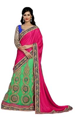 Pink Embroidered  Saree With Blouse 1