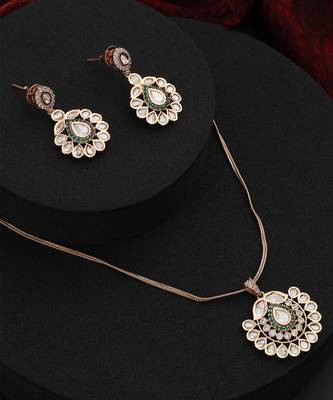 Green polki pendant necklace set 3