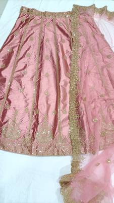 Trendmalls Pink Satin Sequence Work Semi-Stitched Lehenga Choli with Net Dupatta For Women 9