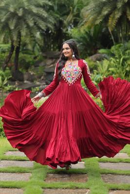 Navratri special embroidered stylish neck gown for women 1
