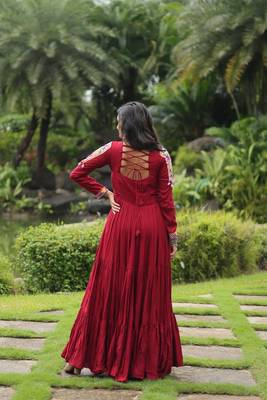 Navratri special embroidered stylish neck gown for women 3