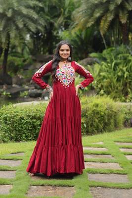 Navratri special embroidered stylish neck gown for women 4