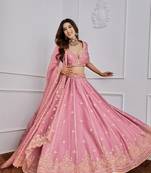 Trendmalls  Embroidery Sequence Work Semi-Stitched Bridal Lehenga Choli with Dupatta For Women