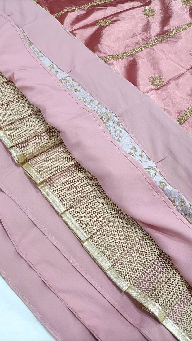 Trendmalls  Embroidery Sequence Work Semi-Stitched Bridal Lehenga Choli with Dupatta For Women