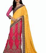Yellow Embroidered  saree with blouse
