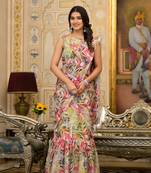 Multi Georgette Floral Printed One Minute Saree