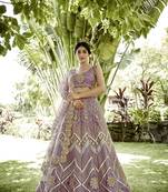 Onion Net Designer Ribbon Embroidery Work Heavy Looks Bridal Lehenga For Ceremonial Looks