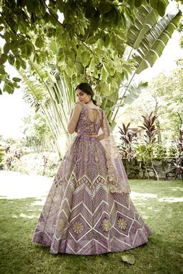 Onion Net Ribbon Embroidery Work Heavy Looks Bridal Lehenga For Ceremonial Looks 2