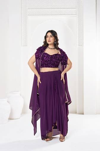 Purple Silk Flower Self Designer Heavy Looks Bridal Lehenga For Ceremonial Looks