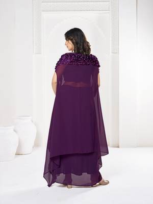 Purple Silk Flower Self Heavy Looks Bridal Lehenga For Ceremonial Looks 2