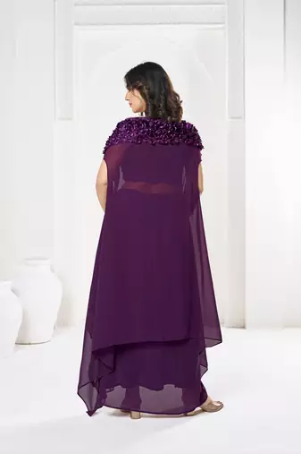 Purple Silk Flower Self Heavy Looks Bridal Lehenga For Ceremonial Looks