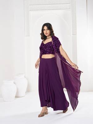 Purple Silk Flower Self Heavy Looks Bridal Lehenga For Ceremonial Looks 4