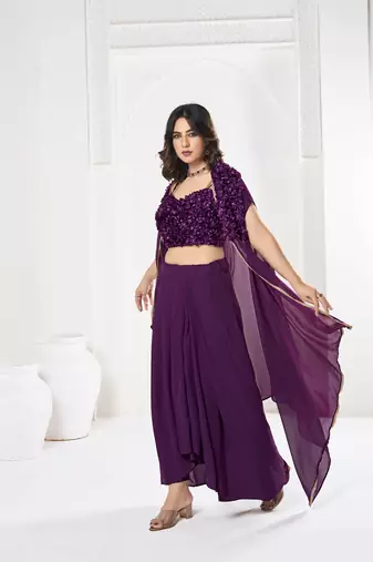 Purple Silk Flower Self Heavy Looks Bridal Lehenga For Ceremonial Looks