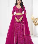Pink Georgette Badhani Printed Heavy Looks Bridal Lehenga For Ceremonial Looks