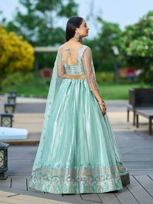 Pista Net Sequance Embroidery Work Heavy Graceful Looks Beautiful Wedding Ceremony Lehenga Choli 2