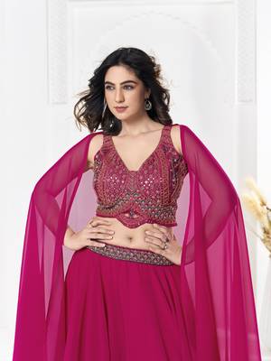 Pink Georgette Embroidery With Hand Work Heavy Graceful Looks Beautiful Wedding Ceremony Lehenga Choli 3