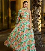 Sea Green Georgette Printed Heavy Graceful Looks Wedding Ceremony Lehenga Choli